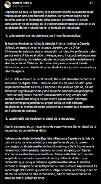 Gustavo Petro - crédito @petrogustavo/X