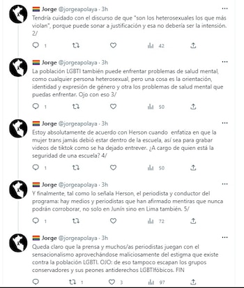 Tuit de Jorge Apolaya