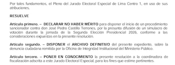 JEE archiva denuncia contra Pedro Castillo