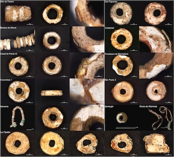 Perlas de resina recubiertas registradas y analizadas en este trabajo (Universidad de Sevilla, Journal of Archaeological Science)