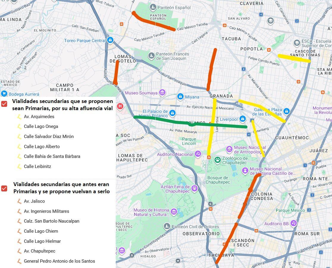 Calles prioritarias y propuestas de la alcaldía Miguel Hidalgo de la CDMX. Foto: X/@AlcaldiaMHmx.