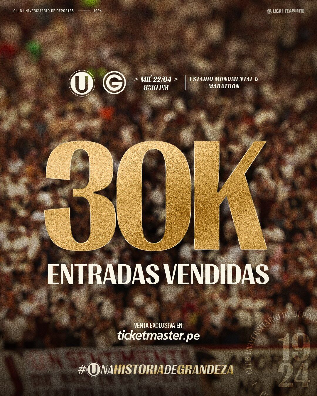 Habrá 30 mil hinchas alentando a Universitario ante Deportivo Garcilaso en el Monumental - Crédito: Club Universitario.
