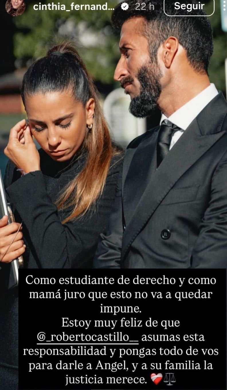 Cinthia Fernández intervino en el caso Ángel de la mano de su pareja y abogado de la familia de la víctima, Roberto Castillo