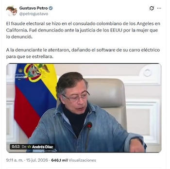 El presidente afirmó que el fraude electoral se efectuó en Los Ángeles, California - crédito @petrogustavo/X