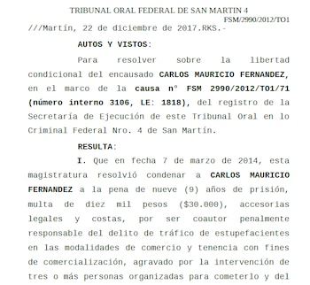 La condena de "Mauri" en la Justicia federal de San Martín