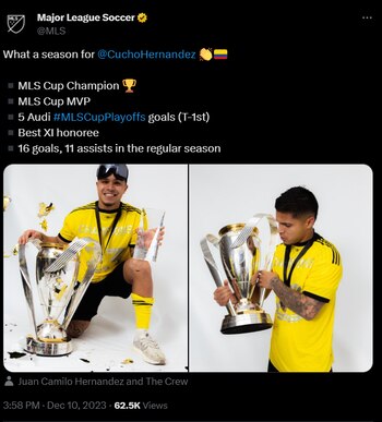 Juan Camilo Hernández es el máximo goleador colombiano en lo que va del 2023 - crédito @MLS/X