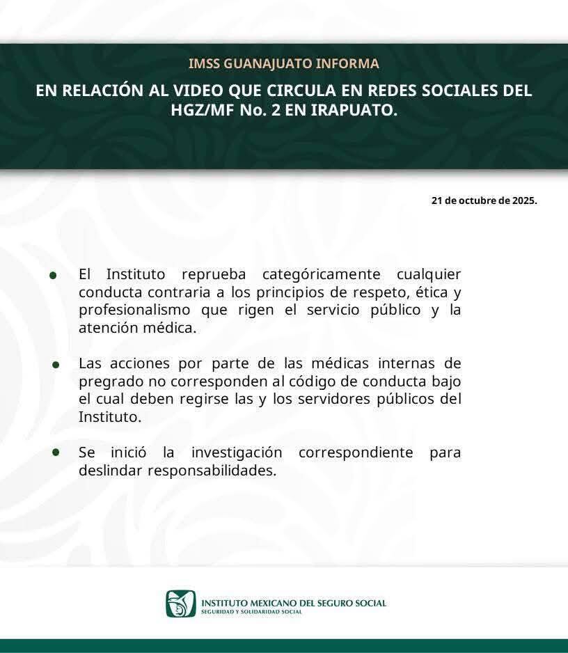 El IMSS condenó los hechos. Foto: (Redes sociales)