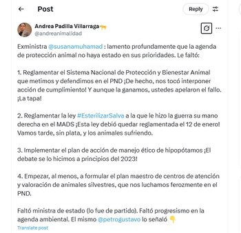 Andrea Padilla arremetió en contra