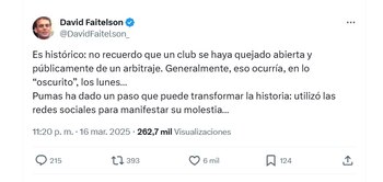 Faitelson reconoció a Pumas por