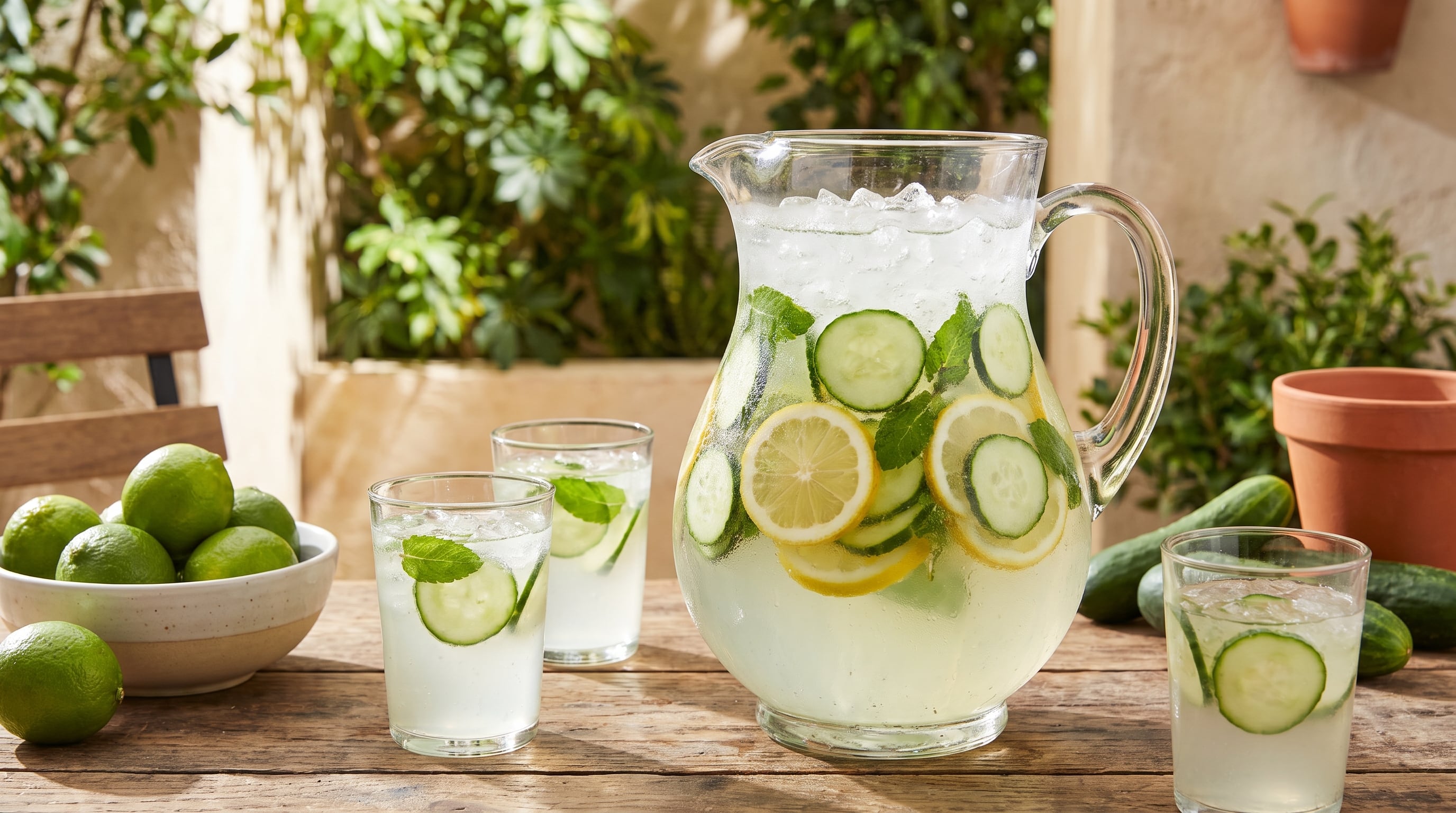 El agua fresca de pepino, limón y menta se prepara licuando los tres ingredientes y colando la mezcla. (Imagen Ilustrativa Infobae)