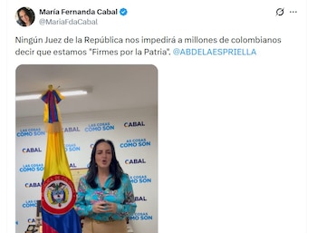 María Fernanda Cabal señaló que no acataría la orden de un juez sobre el uso de la camiseta de la selección Colombia para demostrar su apoyo a Abelardo de la Espriella - crédito @MariaFdaCabal/X