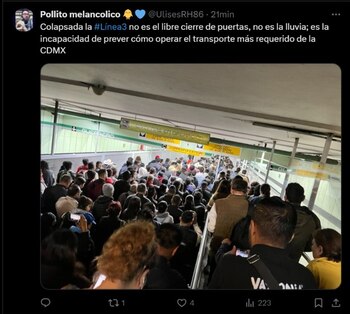 Usuarios reportaron estaciones saturadas en la Línea 3 del Metro. | Captura de pantalla