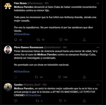 Críticas a Melissa Paredes. (Twitter)