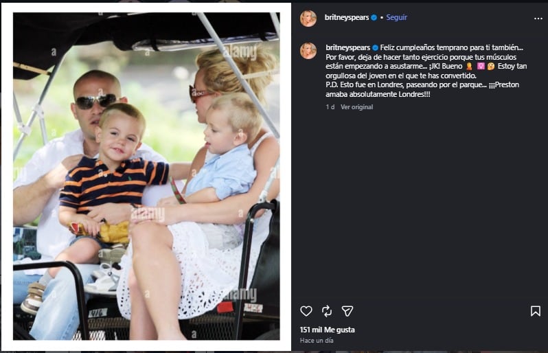 Britney Spears celebró el cumpleaños de Sean Preston dos días antes de la fecha.