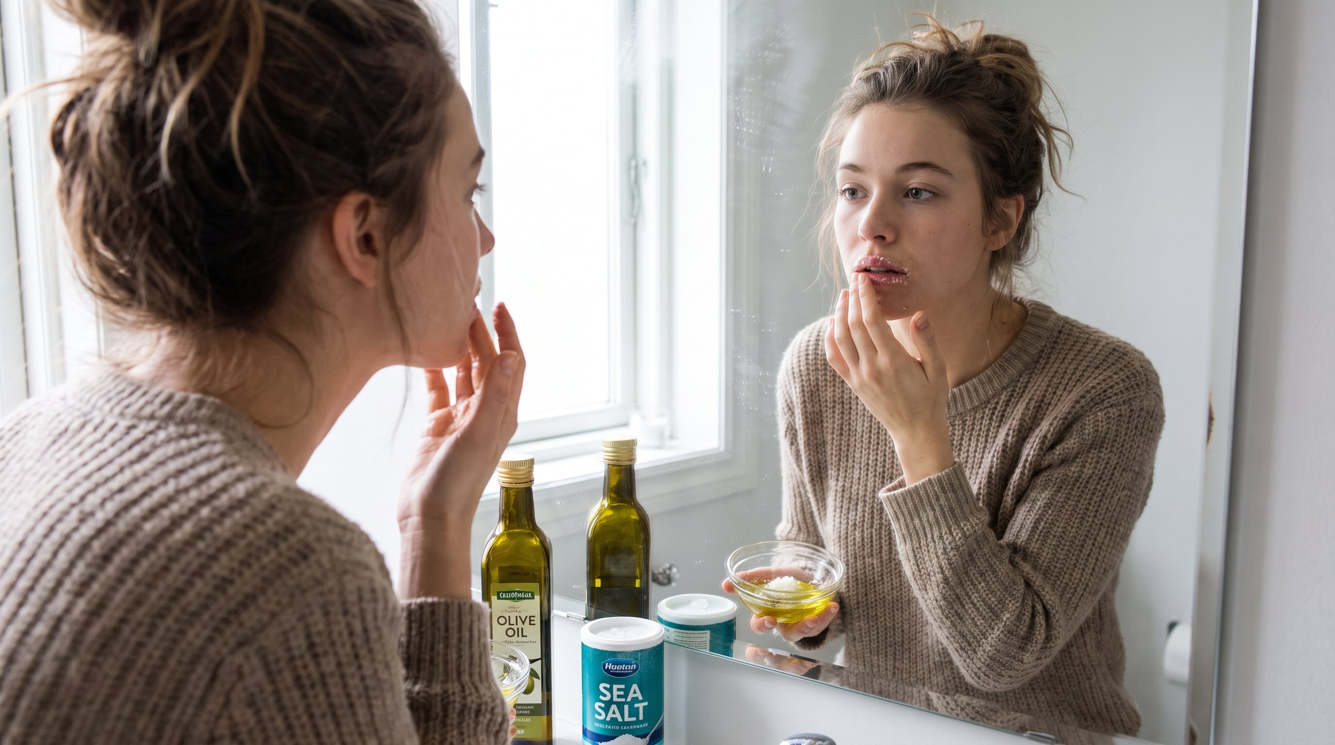 Aceite de oliva y sal: el dúo que calma labios partidos y exfolia tu piel al instante