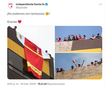 El club bogotano agradeció a