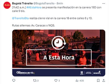 Cierre vial por protesta en