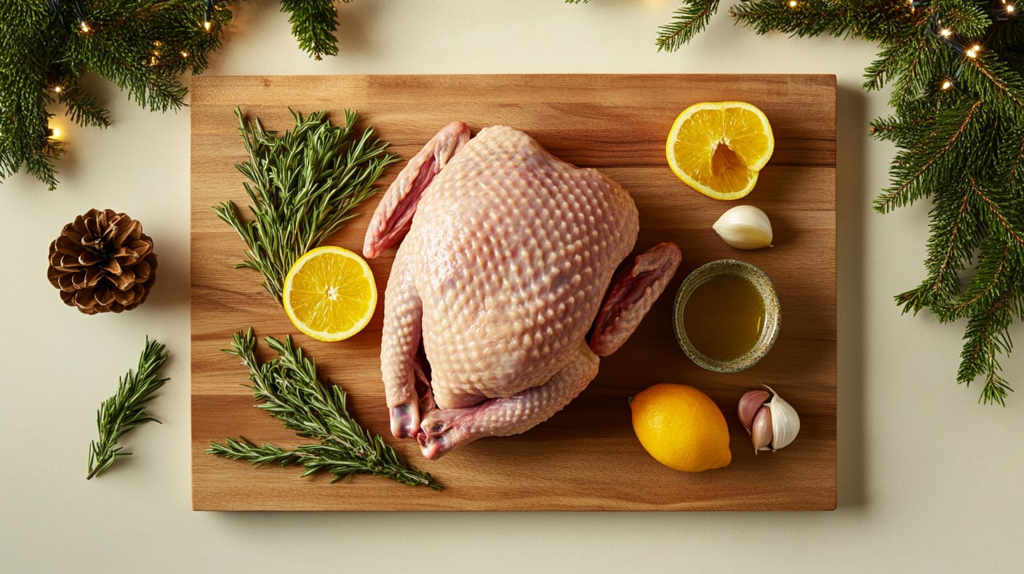 El pavo de Navidad crudo, listo para ser preparado con ingredientes tradicionales, es el protagonista de las cenas festivas. - (Imagen Ilustrativa Infobae)