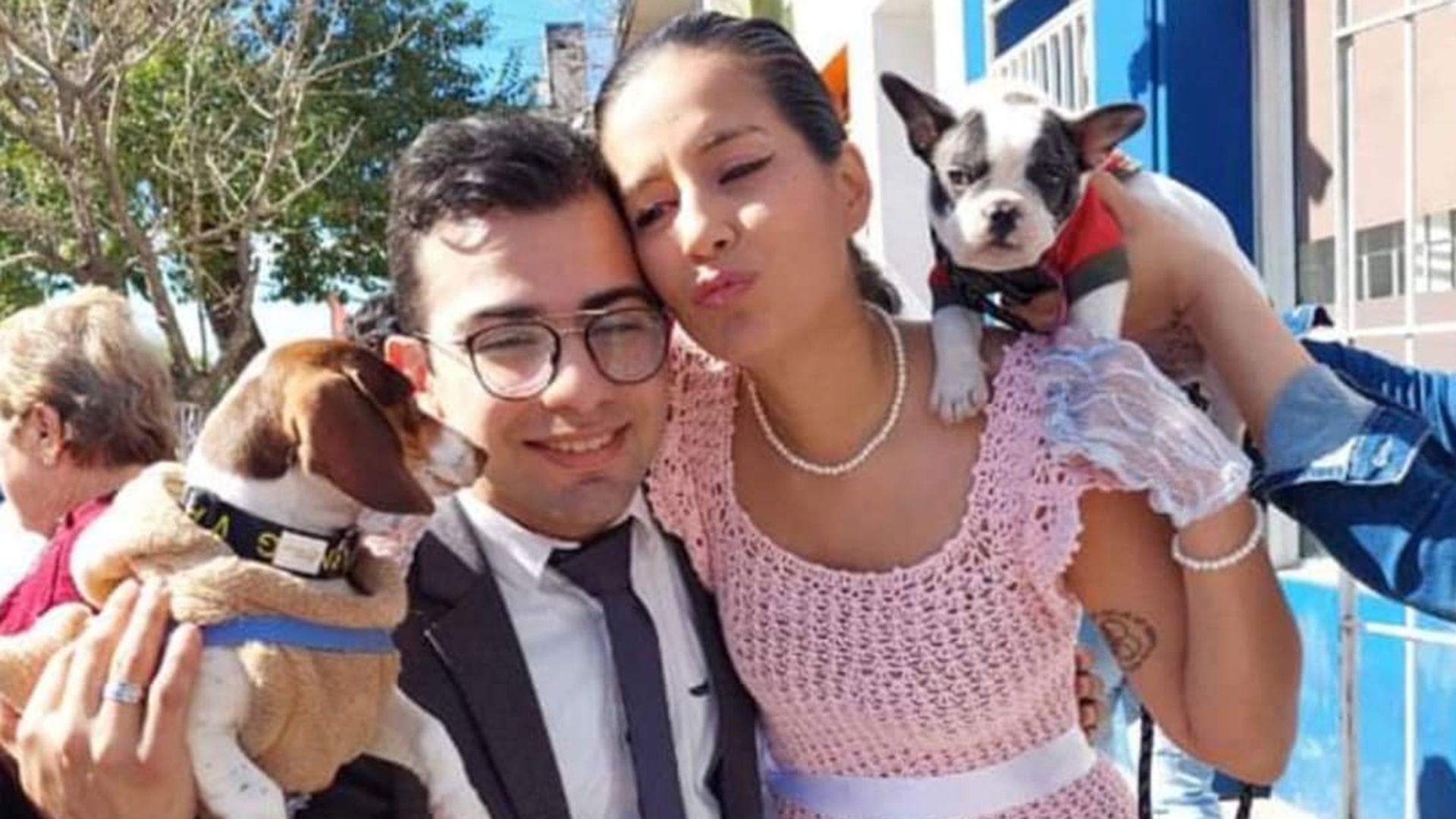 César y Cecilia el día de su casamiento
