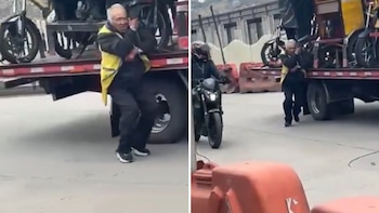 En video | Adulto mayor se aferró a su bicitaxi cuando una grúa se lo llevaba en Soacha: “¿Y en qué cosa es que yo voy a trabajar?”