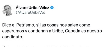 Publicación de Álvaro Uribe en