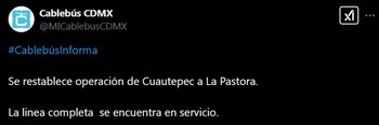 El Cablebús notificó que ya