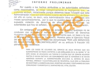 La representación municipal alegó que el gobierno comenzó el 1 de enero de 2022 y que las presuntas afectaciones ocurrieron antes, además de atribuir el suministro a un órgano comunitario desde 2016