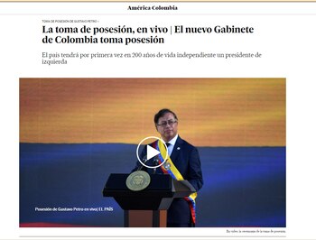 El País de España resalta la decisión del nuevo mandatario de poder contar con la espada de Bolívar durante la ceremonia.
Foto: Vía elpais.com