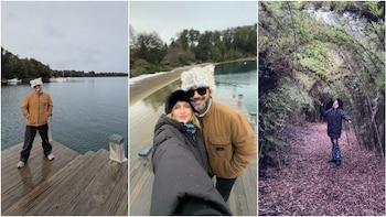 La escapada romántica de Gonzalo Heredia y Brenda Gandini a Villa la Angostura: bosque, piscina infinita y relax
