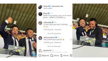 Radamel Falcao, como comentarista de ESPN, celebró con entusiasmo y sus gestos se viralizaron en redes - crédito captura de pantalla @falcao @espncolombia/ Instagram