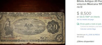 Billete antiguo con denominación 20