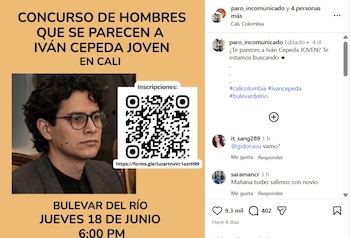 Este es el volante que circula en redes sociales para la convocatoria en Cali - crédito @jovenesconcepedayaidavalle/IG