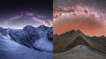 Fotógrafa escaló 4.000 metros de altura para captar el doble arco de la Vía Láctea en los Alpes: ¿dónde verlo en Perú?