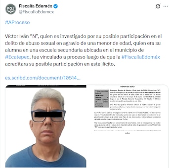La Fiscalía anunció la vinculación a proceso de Víctor Iván "N" la noche de este lunes. (Crédito: X | @FiscaliaEdomex)