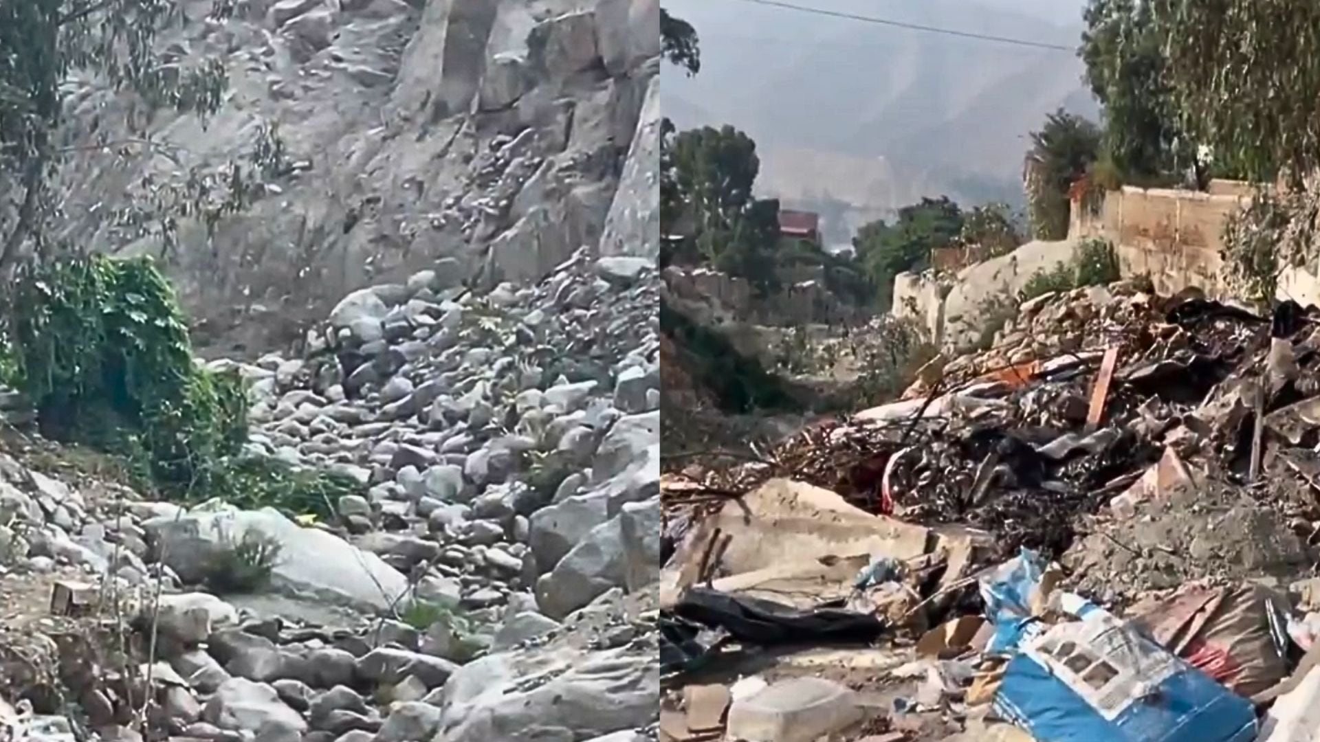 Así luce la quebrada Pedregal, zona por donde usualmente pasa el huaico durante las temporadas de lluvias intensas en Lima Este | Foto captura: América Noticias