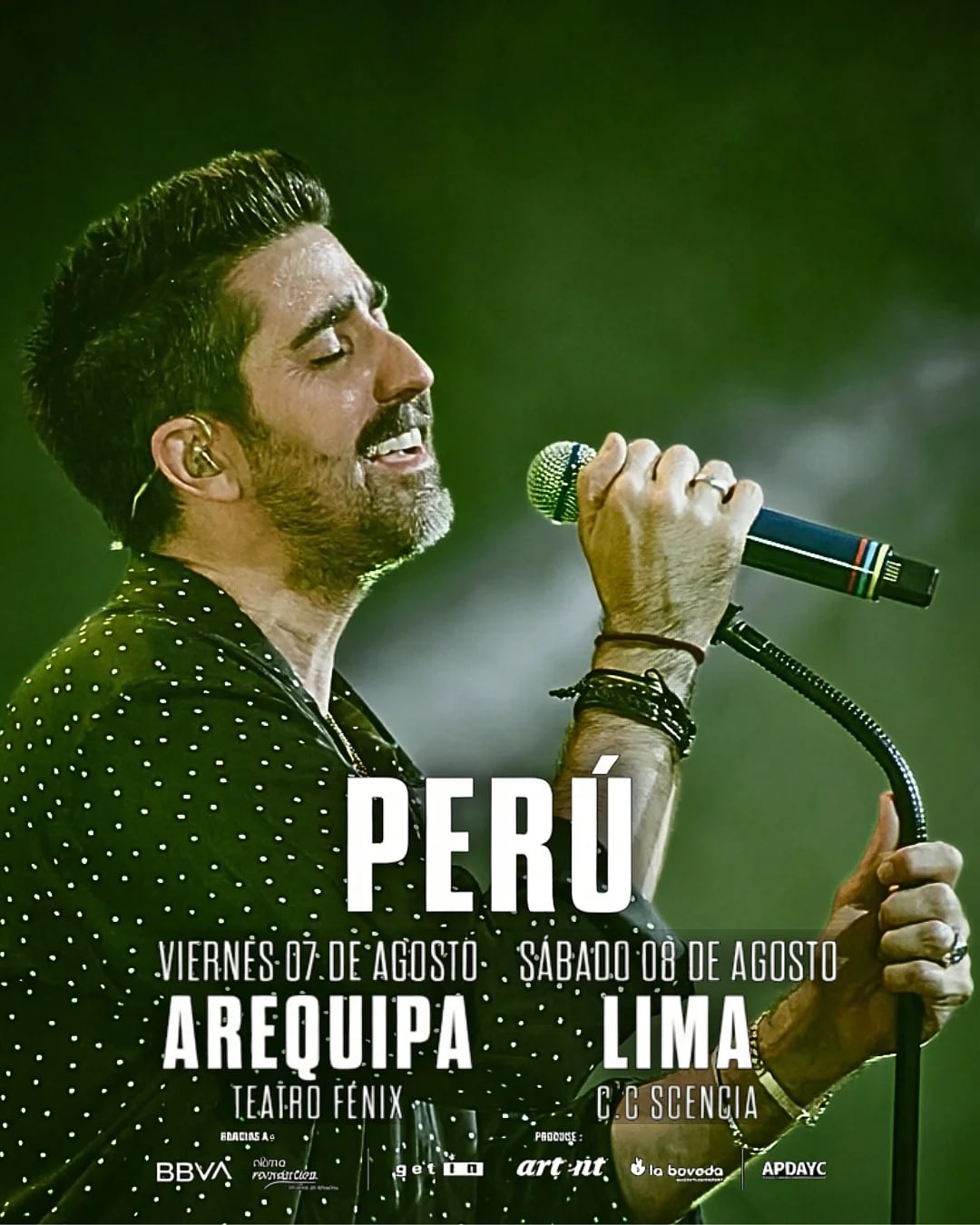 Ubago se presentará en el Teatro Fénix de Arequipa y en el Centro de Convenciones Scencia de La Molina. IG