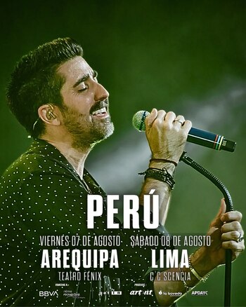 Ubago se presentará en el Teatro Fénix de Arequipa y en el Centro de Convenciones Scencia de La Molina. IG