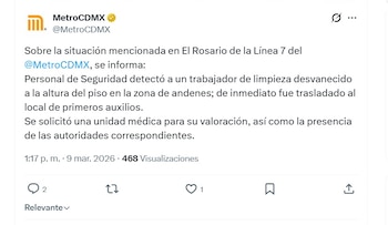 Esto dijo el STC Metro sobre el incidente en la Línea 7 (X/ @MetroCDMX)