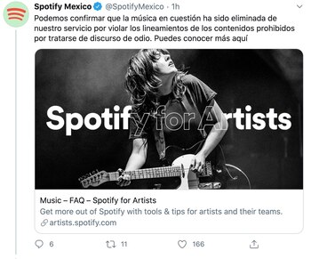 Spotify quitó el material de