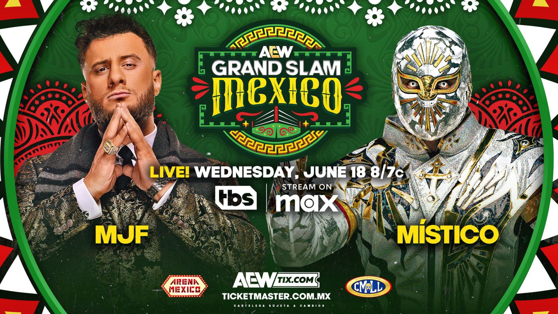Místico y MJF protagonizan una de las rivalidades más emocionantes del Grand Slam México. (x / AEW)