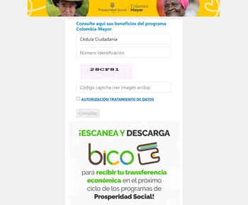 Pantalla de la plataforma web