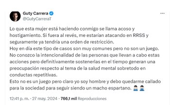 Guty Carrera y su denuncia de acoso en Twitter.