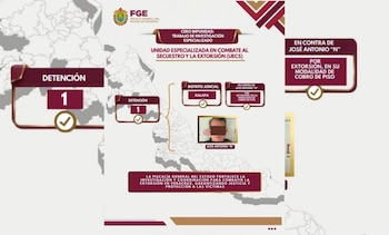 La detención se realizó después de que la víctima denunciara las amenazas y las exigencias económicas que, según la investigación, buscaban mantenerla bajo presión. (Crédito: Fiscalía General del Estado de Veracruz))