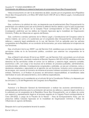 Acuerdo de la Mesa Directiva