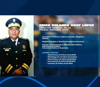 El Ministerio de Gobernación nombró a Eric Rolando Osoy López como director general de la Policía Nacional Civil y a Selwin Solano Galicia como subdirector de Operaciones.