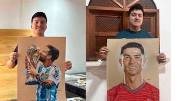 Del lienzo a la cancha: El artista guatemalteco que retrata a Messi y Cristiano Ronaldo, y exporta su arte a 36 países