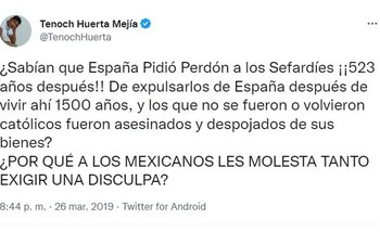 El tuit de Huerta sobre