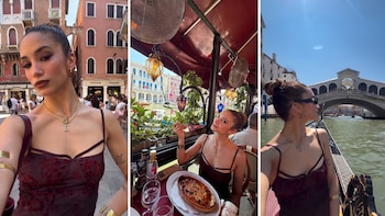 Melody Luz mostró el detrás de escena de su viaje por Venecia: paseo en góndola y almuerzo al borde del canal