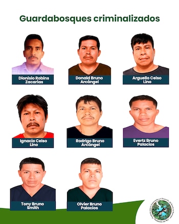 Entre los guardabosques aprehendidos figuran Tony Bruno Smith y otros integrantes de la comunidad capturados en operativos entre 2021 y 2023. (Cortesía: Fundación del Río)