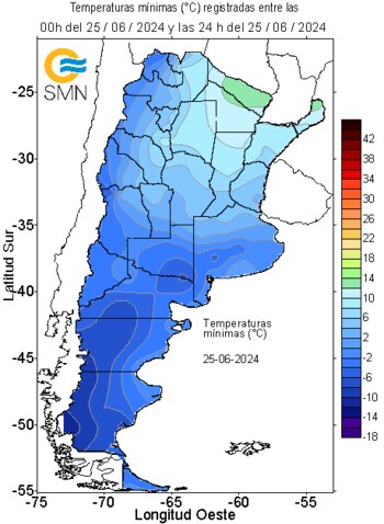 Localidades más frías (°C) esta